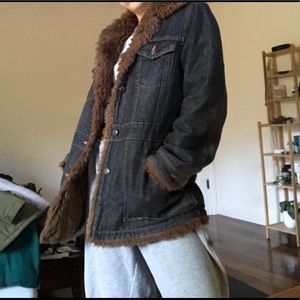 Faux fur jean jacket